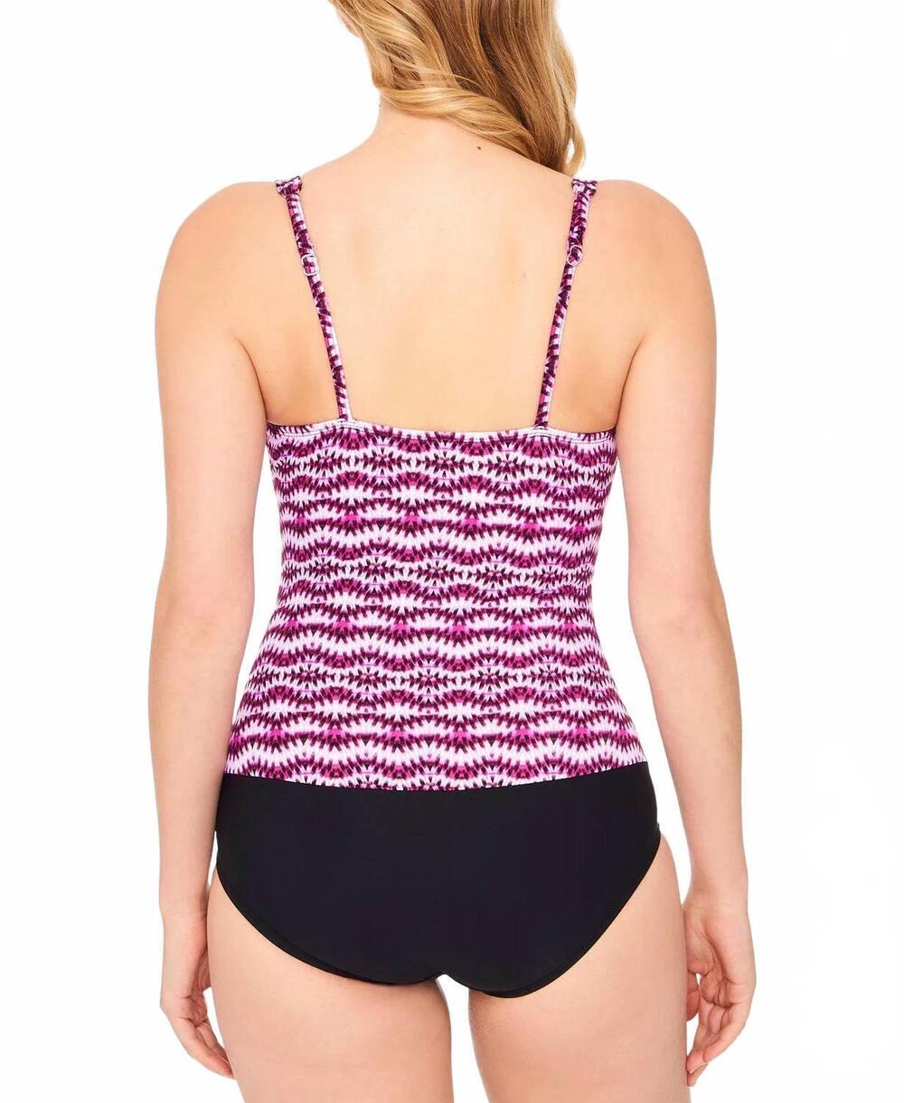 NEW SWIM SOLUTIONS spring play shirred tummy control one piece swimsuit in purpl - Picture 2 of 2